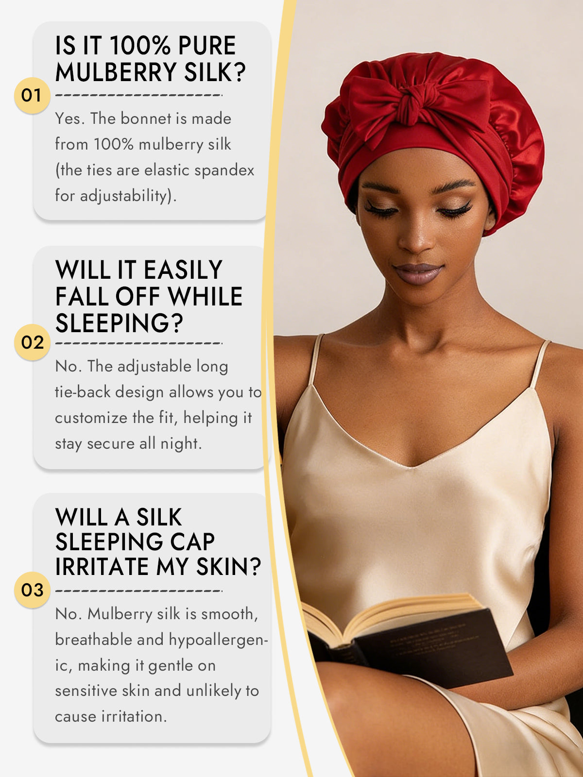 [Wine] SilkSilky  Pure Silk Sleep Cap 006
