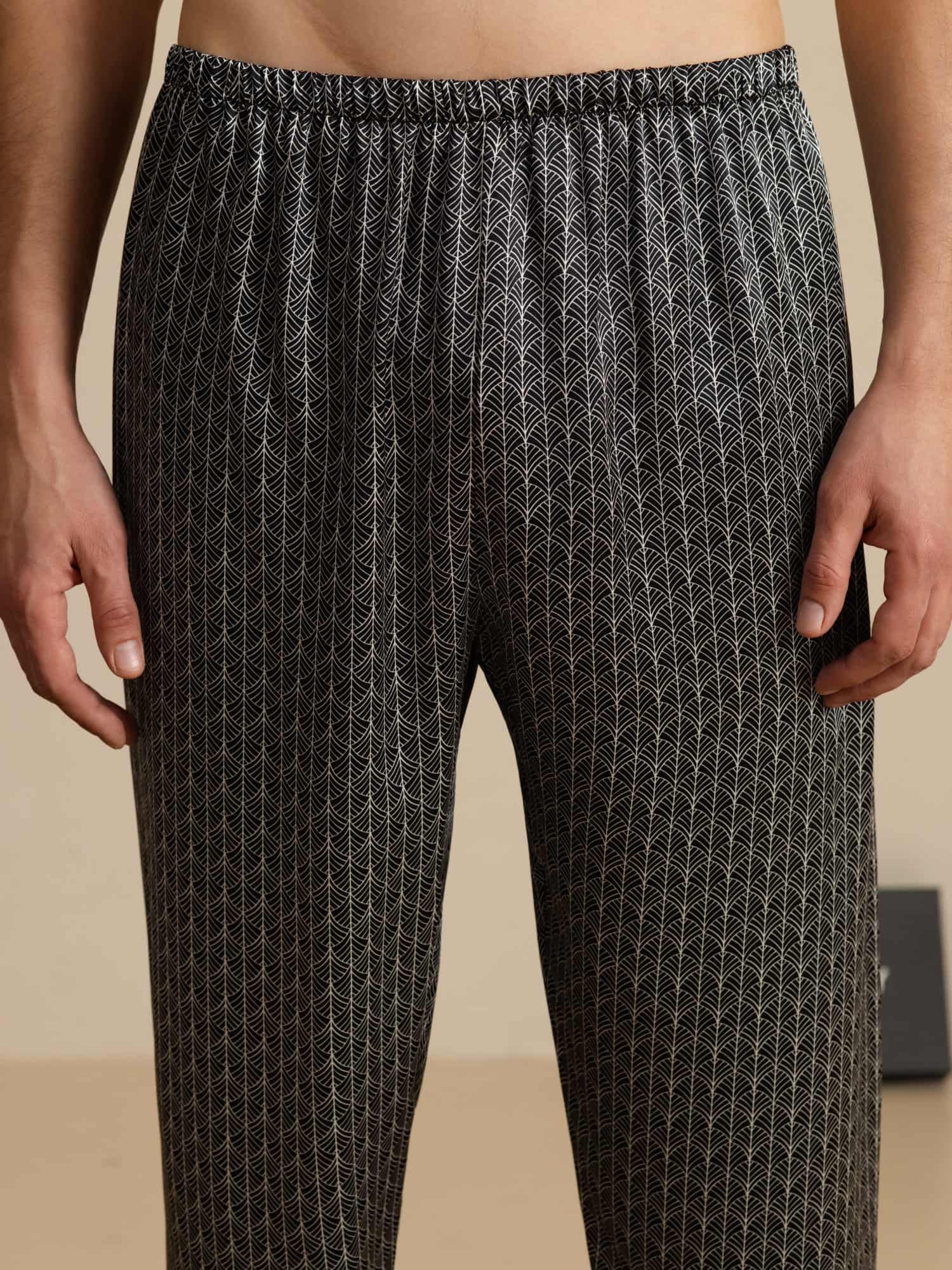 [Black Ginkgo] SilkSilky  Men's Sleep Shorts 003