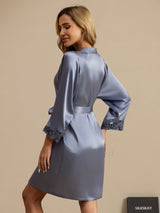 [Light Blue] SilkSilky  3/4 Sleeve Women's Robe 002