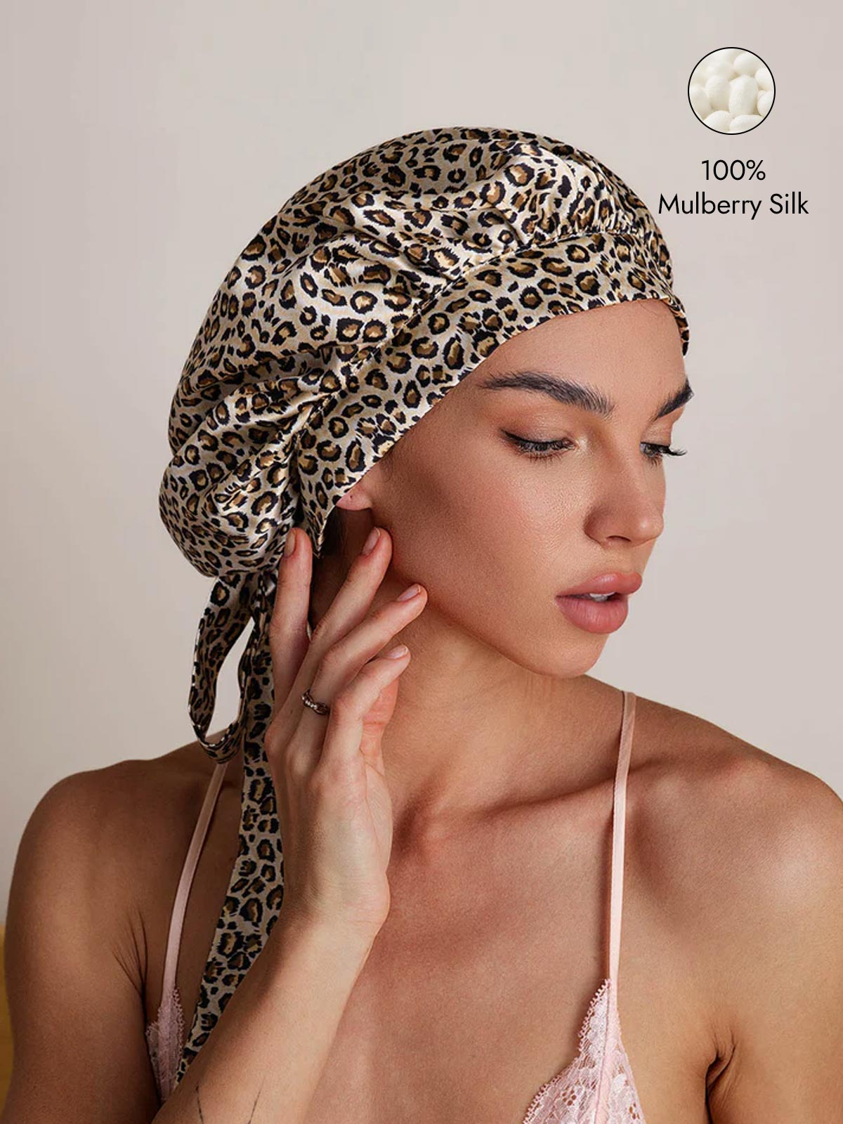 [Leopard] SilkSilky  Pure Silk Sleep Cap 001