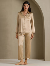 [Champagne Gold] SilkSilky  Long Sleeve Lapel Collar Women's Pajamas 003