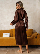 [Brown] SilkSilky  Long Sleeve Women's Robe 002