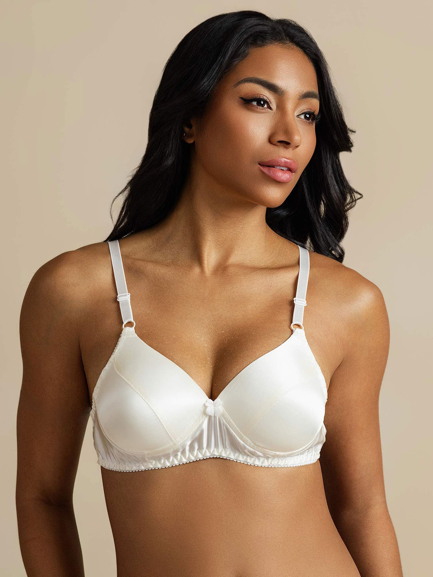[White] SilkSilky  Pure Silk Bra 007,