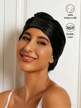 [Black] SilkSilky  Sleep Cap 001
