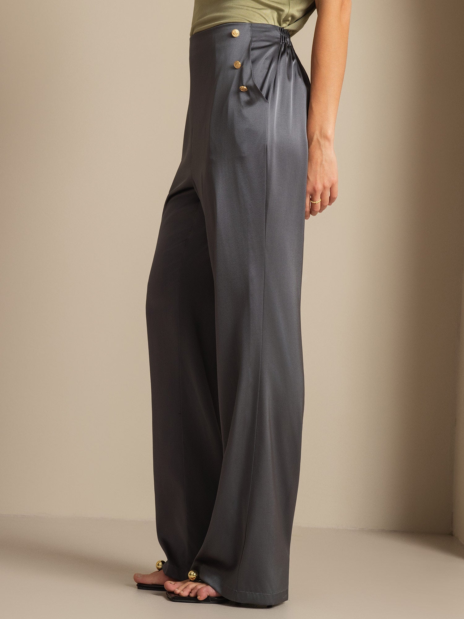 [Dark Gray] SilkSilky  19Momme Silk Womens Pants 006,