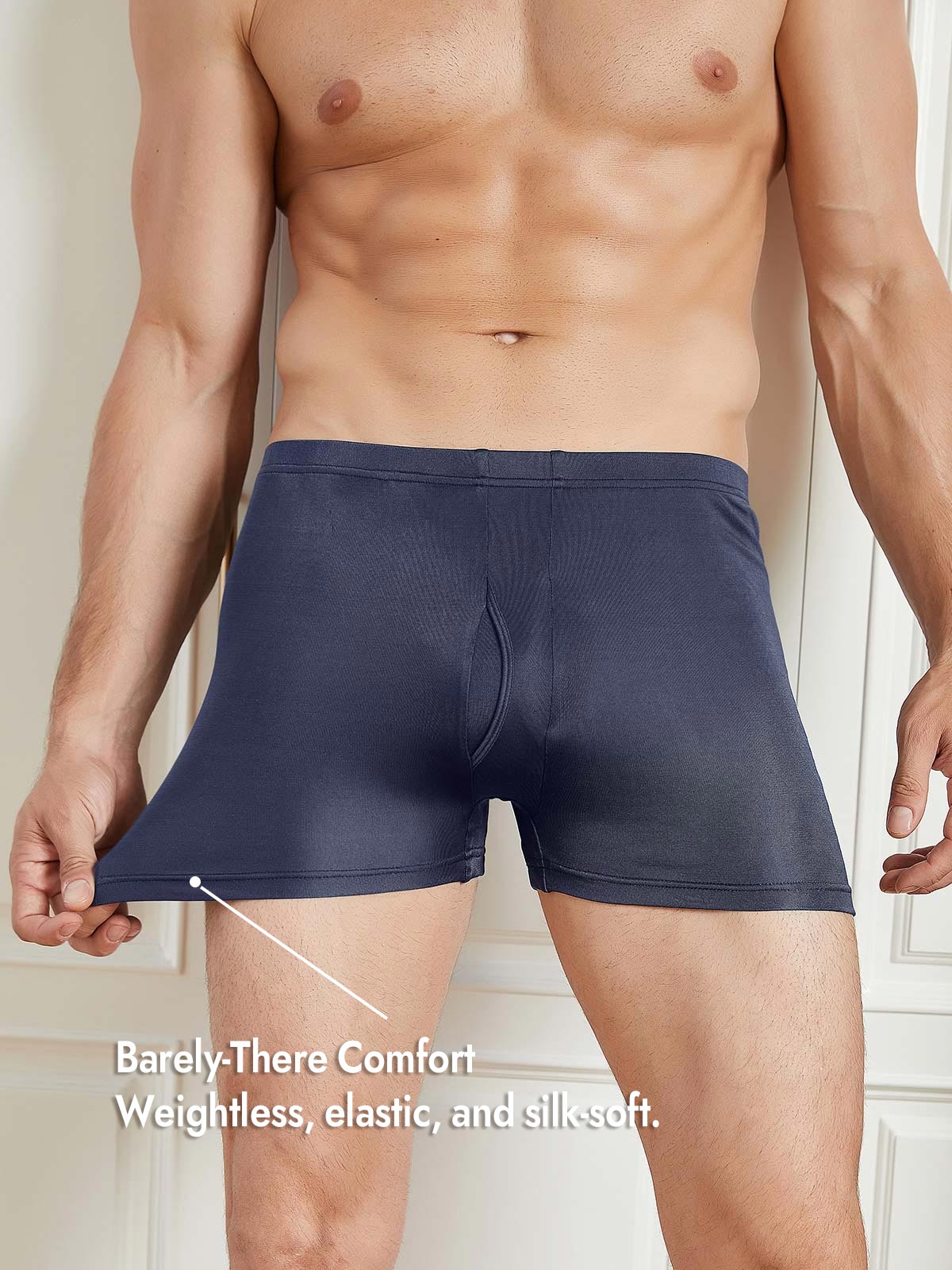 [Dark Blue] SilkSilky  100% Silk Jersey Men's Underwear 004