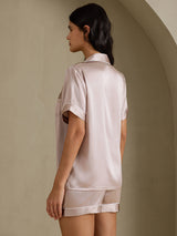 [Shadow Gray] SilkSilky  Short Sleeve Lapel Collar Women's Pajamas 002