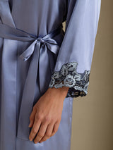 [Steel Blue] SilkSilky  3/4 Sleeve Women's Robe 006