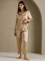 [Champagne Gold] SilkSilky  Long Sleeve Lapel Collar Women's Pajamas 007