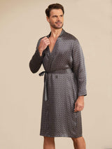 [Black Ginkgo] SilkSilky Long Sleeve Mens Robe 004