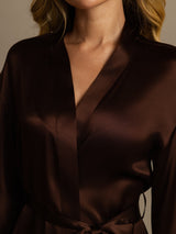 [Coffee] SilkSilky  3/4 Sleeve Women's Robe 008