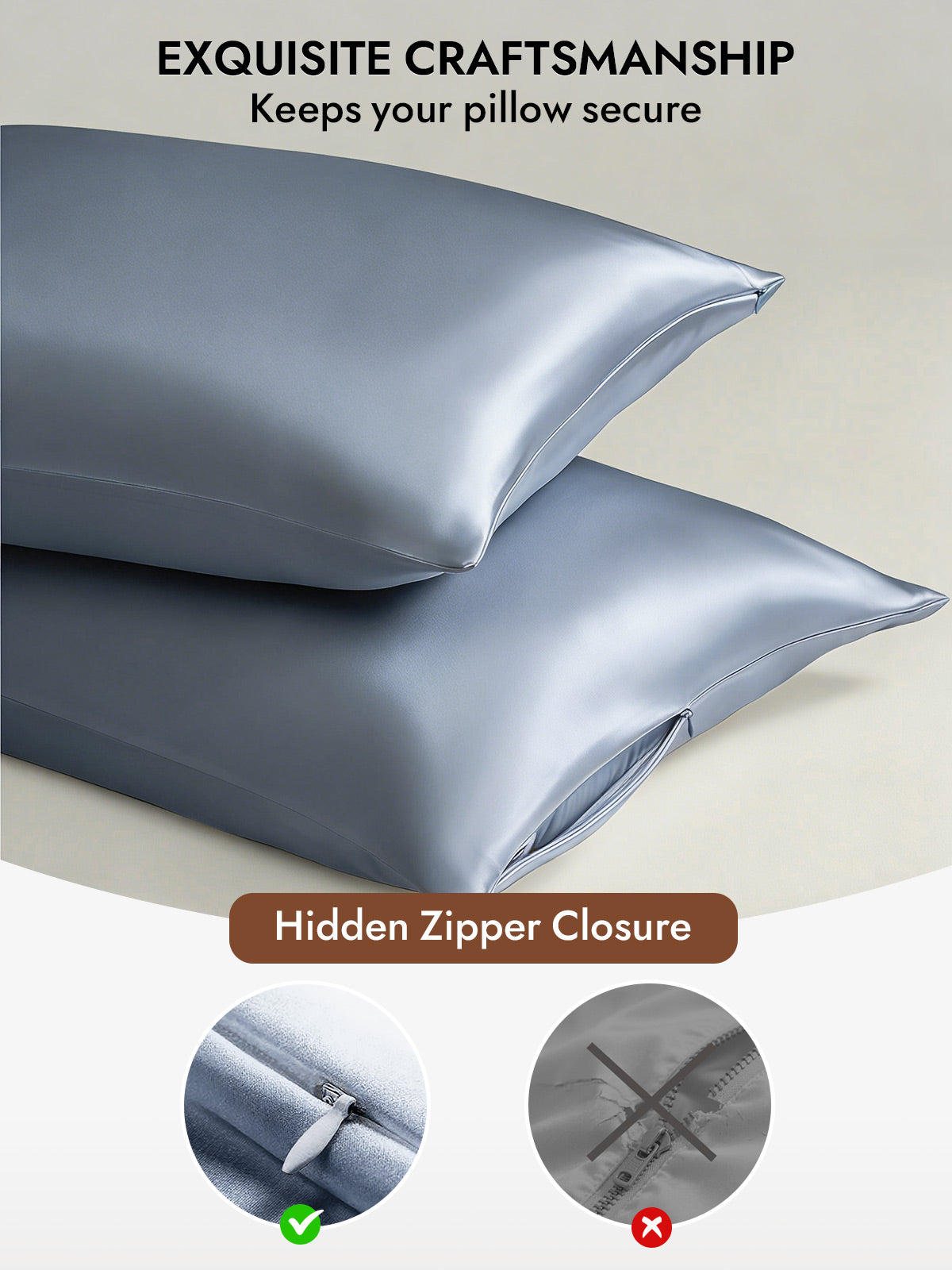 [Grayish Blue] SilkSilky  19Momme Pure Silk Pillowcase 006