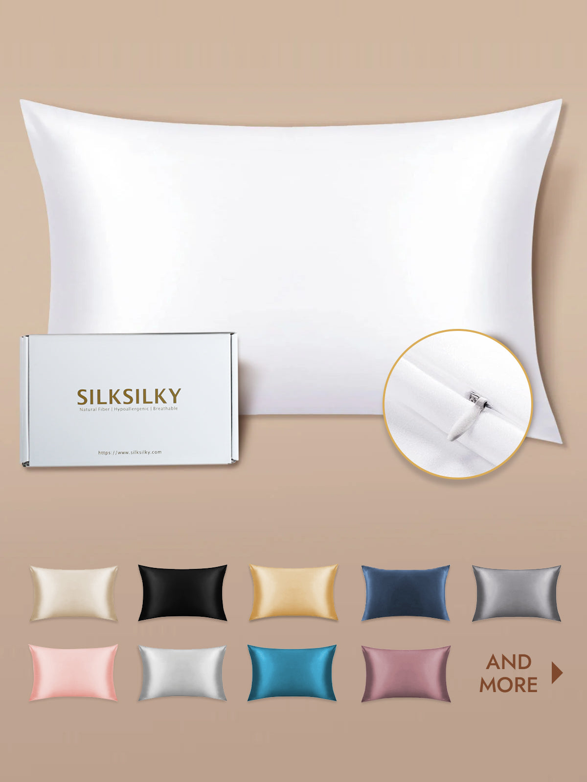 [White] SilkSilky  19Momme Pure Silk Pillowcase 001