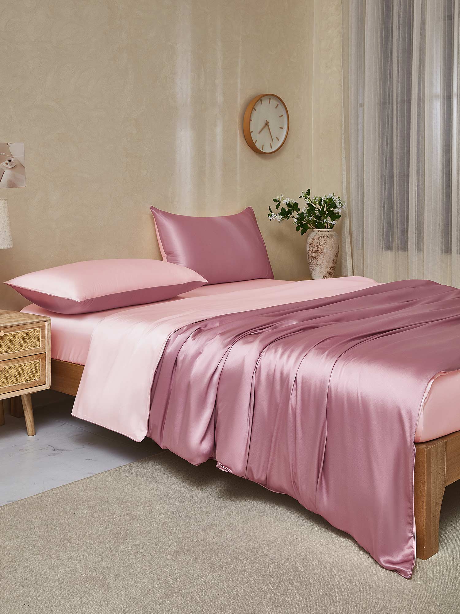 [PaleMauve+LightPink] SilkSilky  25Momme Pure Silk Bedding Set 003,