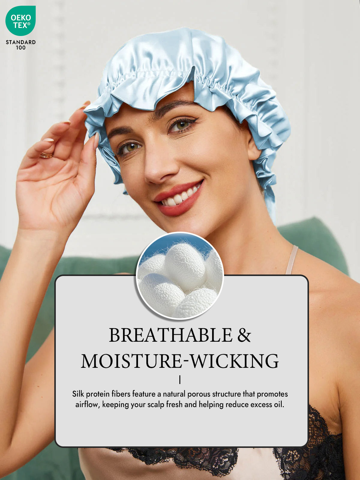 [Light Blue] SilkSilky  Sleep Cap 004