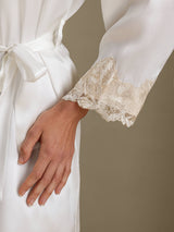 [White] SilkSilky  3/4 Sleeve Women's Robe 005