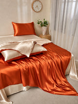 [Orange+Beige] SilkSilky  Bedding Set 001