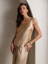[Champagne] SilkSilky  Sleeveless Square Neck Camisole Set 008