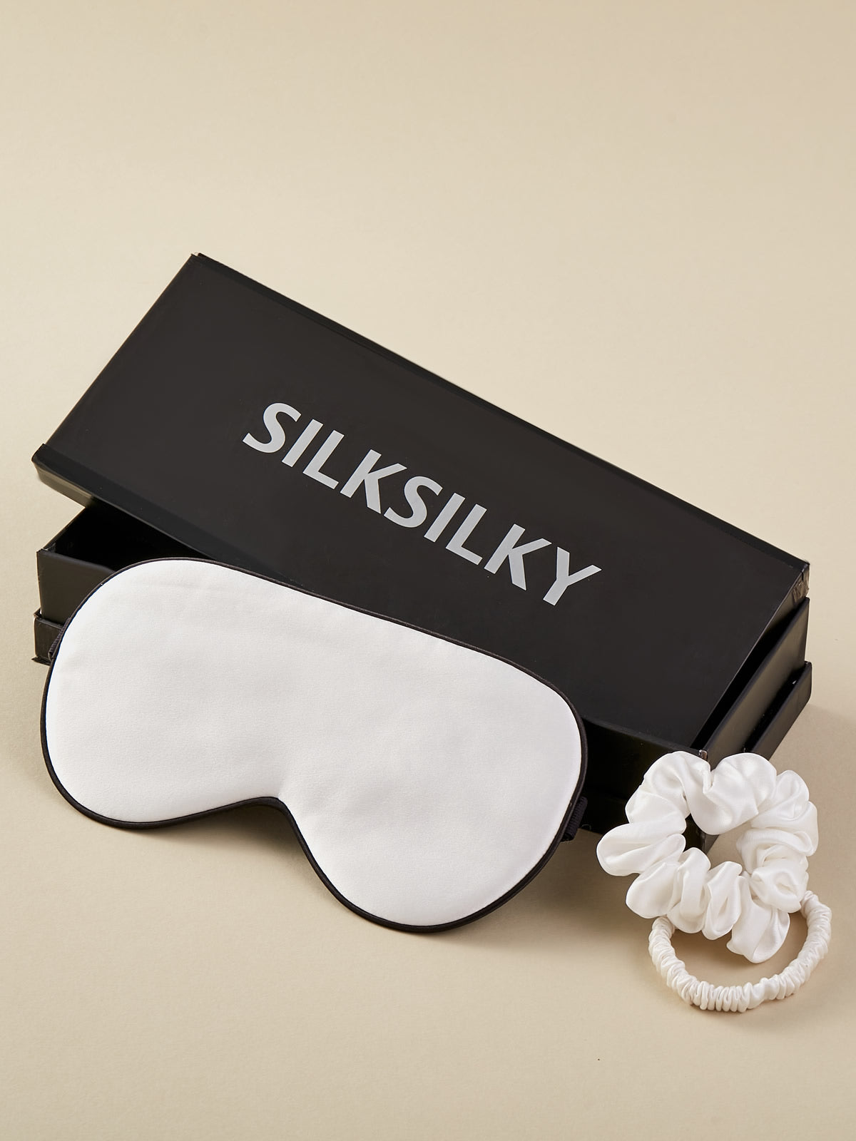 SilkSilky US 19Momme Pure Silk Eye Mask White 001