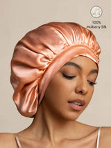 [Coral Pink] SilkSilky  Pure Silk Sleep Cap 001