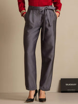 [Gray] SilkSilky  32Momme Silk Womens Pants 001