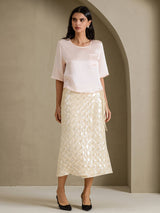 [Pink] SilkSilky  Half Sleeve Women's T-Shirt 005