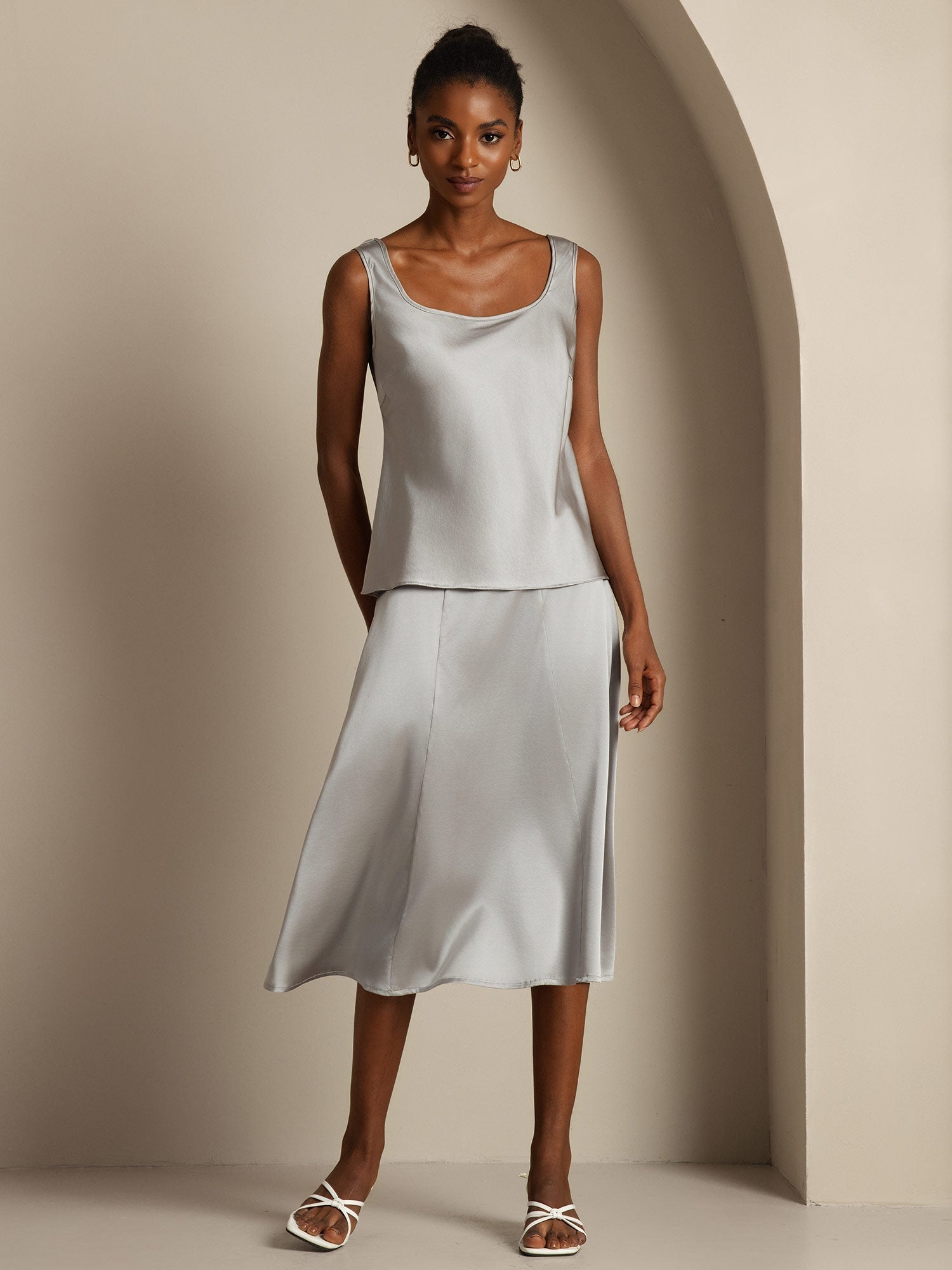 [Griffin Gray] SilkSilky  19Momme Silk U Neck Camisole Top 001,