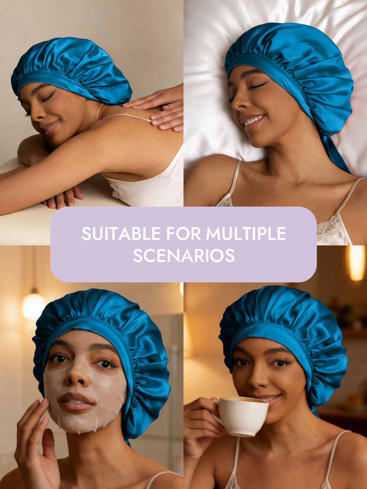 [Teal] SilkSilky  Pure Silk Sleep Cap 006