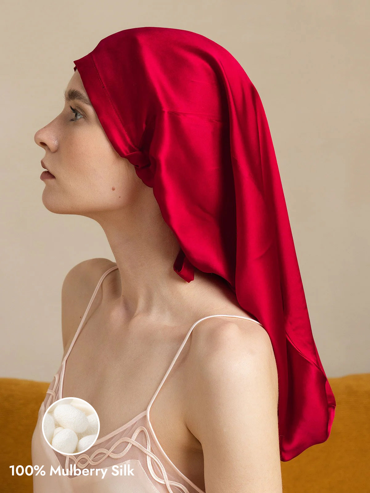 [Wine] SilkSilky  Pure Silk Sleep Cap 001