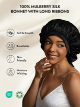[Black] SilkSilky  Pure Silk Sleep Cap 002