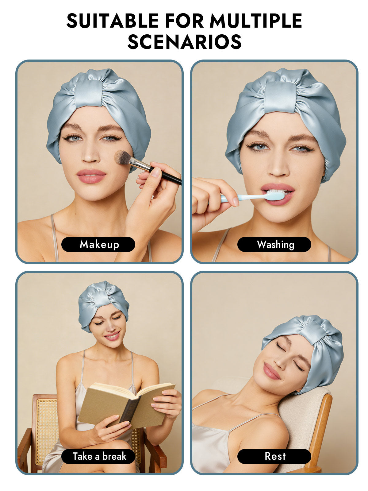 [Light Blue] SilkSilky  Sleep Cap 006