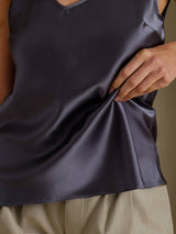 [Dark Gray] SilkSilky  Sleeveless V Neck Camisole Top 004