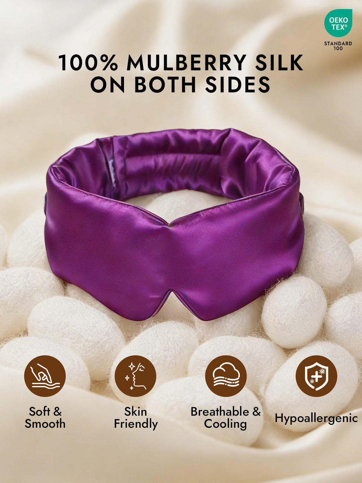 [Purple] SilkSilky  19Momme Pure Silk Eye Mask 002