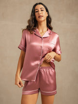 [Pale Mauve] SilkSilky  Short Sleeve Notch Collar Women's Pajamas 004