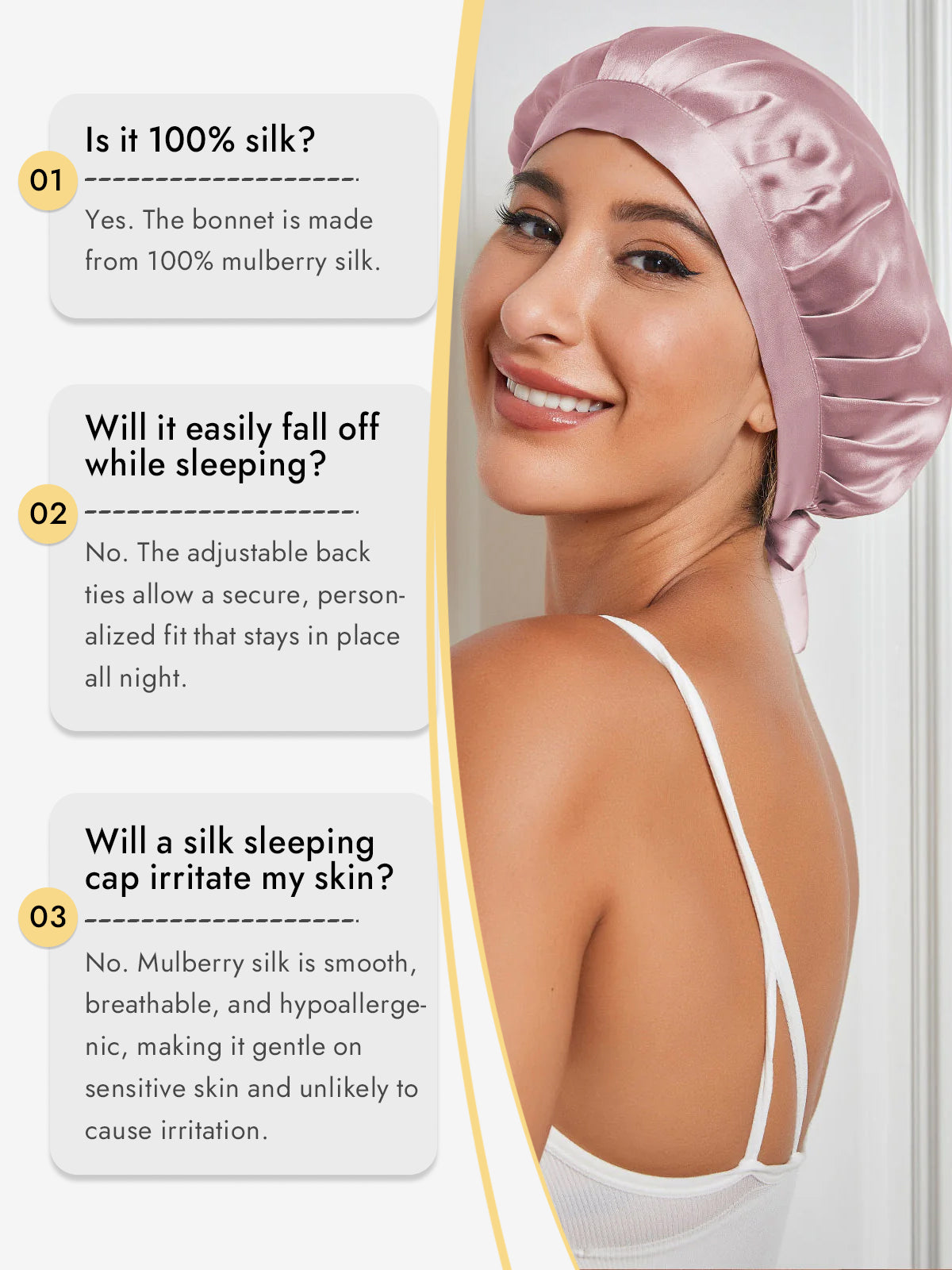 [Pale Mauve] SilkSilky  Pure Silk Sleep Cap 005