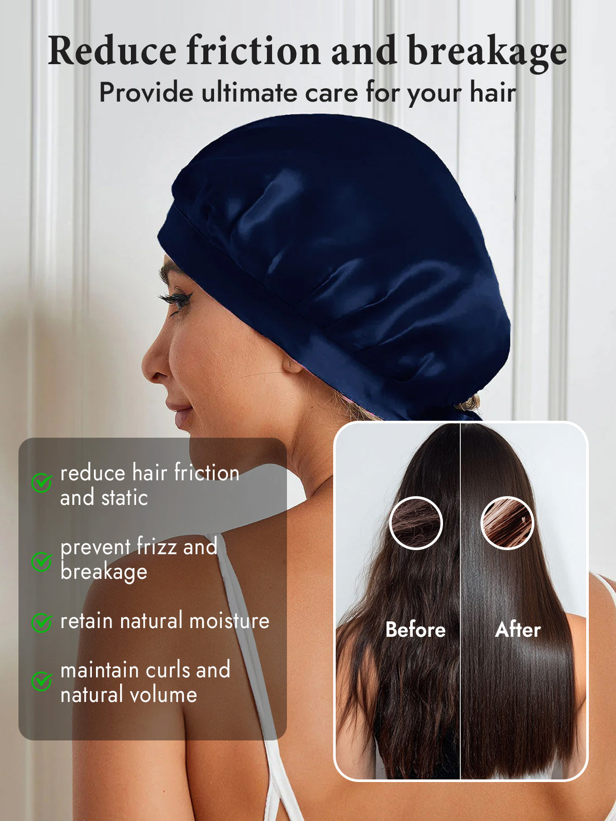 [Dark Blue] SilkSilky  Pure Silk Sleep Cap 004