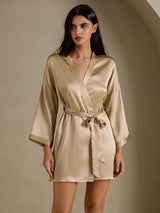 [Champagne Gold] SilkSilky  3/4 Sleeve Women's Robe 001