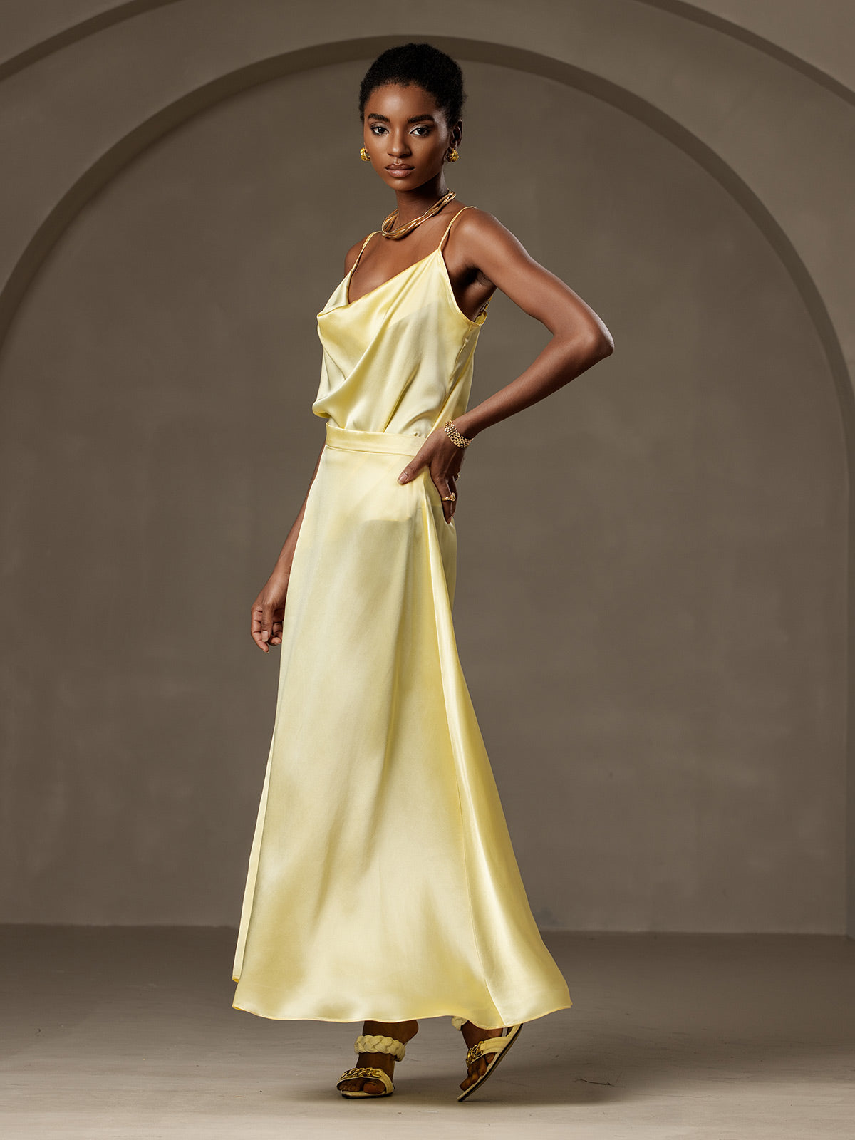 [Light Yellow] SilkSilky  19Momme Silk Skirt 007