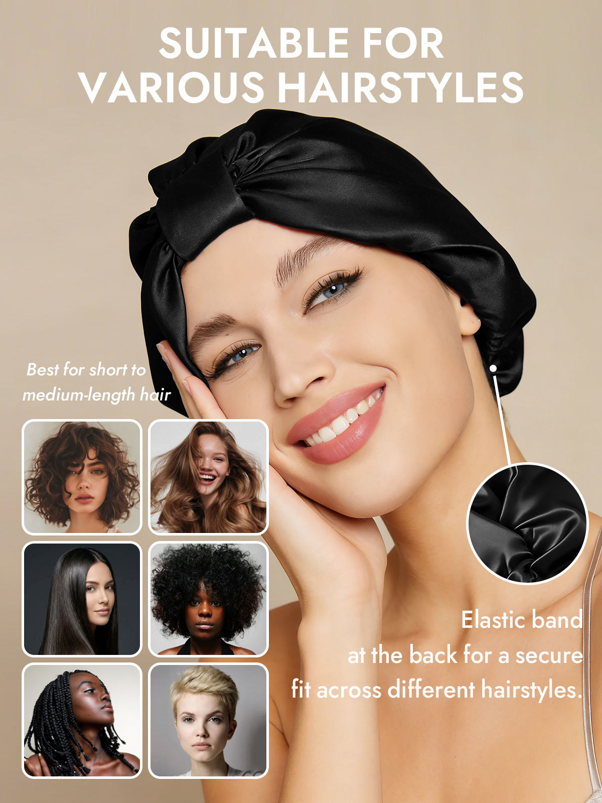 [Black] SilkSilky  Sleep Cap 005