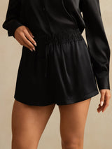 [Black] SilkSilky  19Momme Stretch Silk Charmeuse Women's Shorts 004
