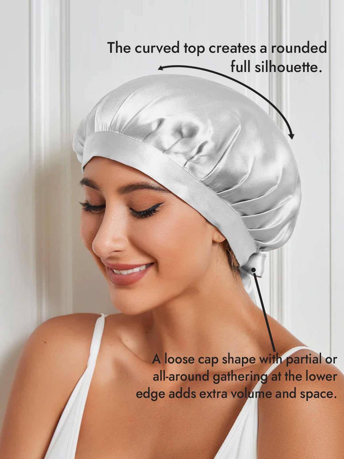 [Silver] SilkSilky  Pure Silk Sleep Cap 003