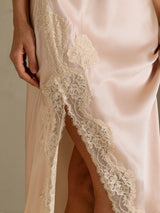 [Light Pink] SilkSilky  Spaghetti Strap V Neck Nightgown 005