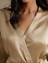 [Champagne Gold] SilkSilky  3/4 Sleeve Women's Robe 004