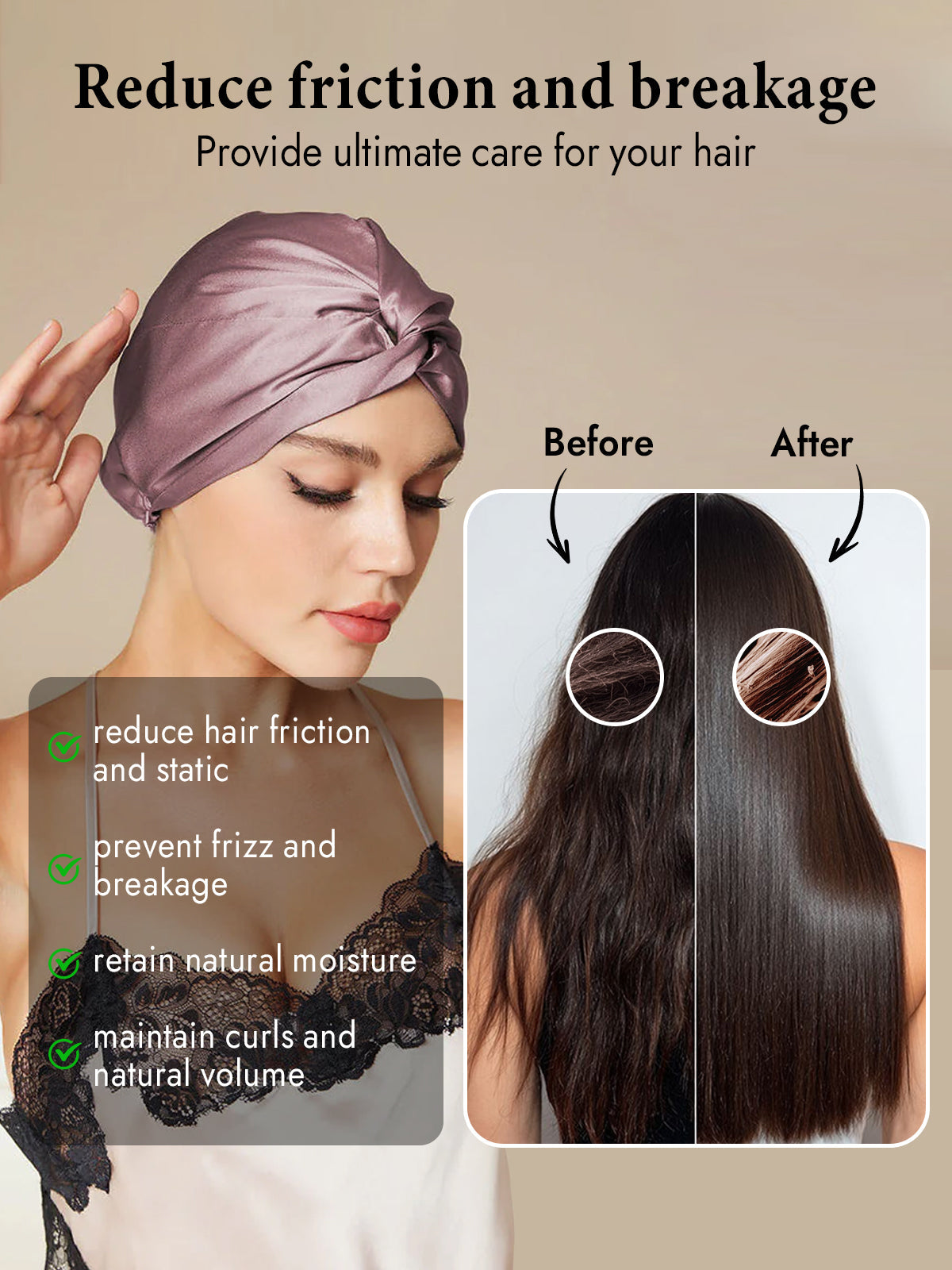 [Pale Mauve] SilkSilky  Pure Silk Sleep Cap 005