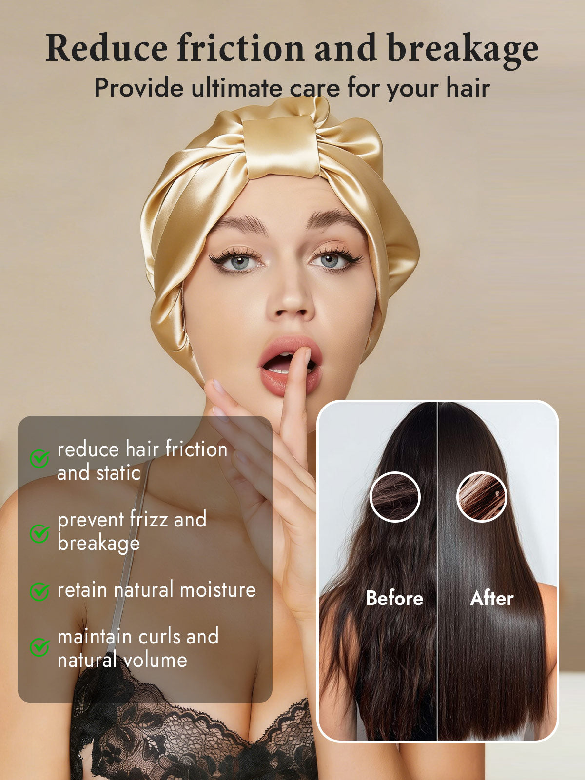 [Champagne] SilkSilky  Sleep Cap 003