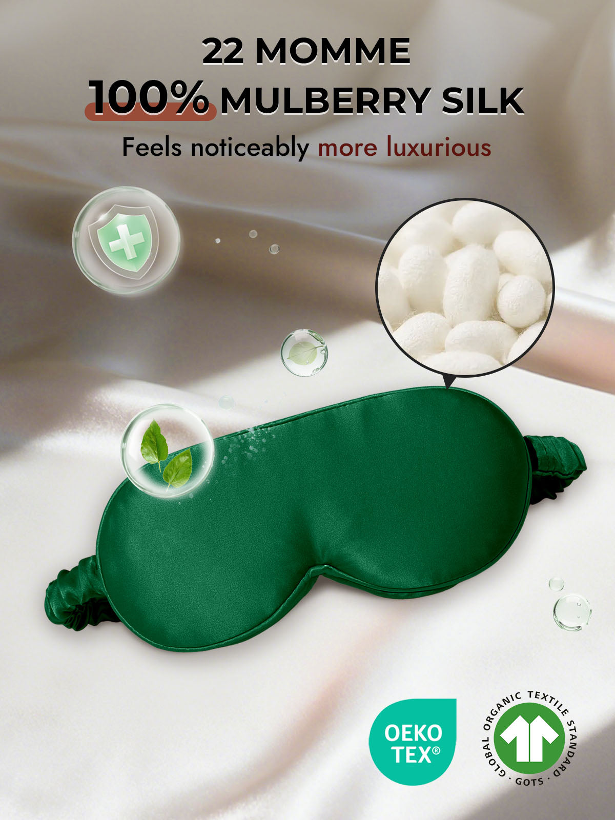 [Dark Green] SilkSilky  22Momme Eye Mask 006