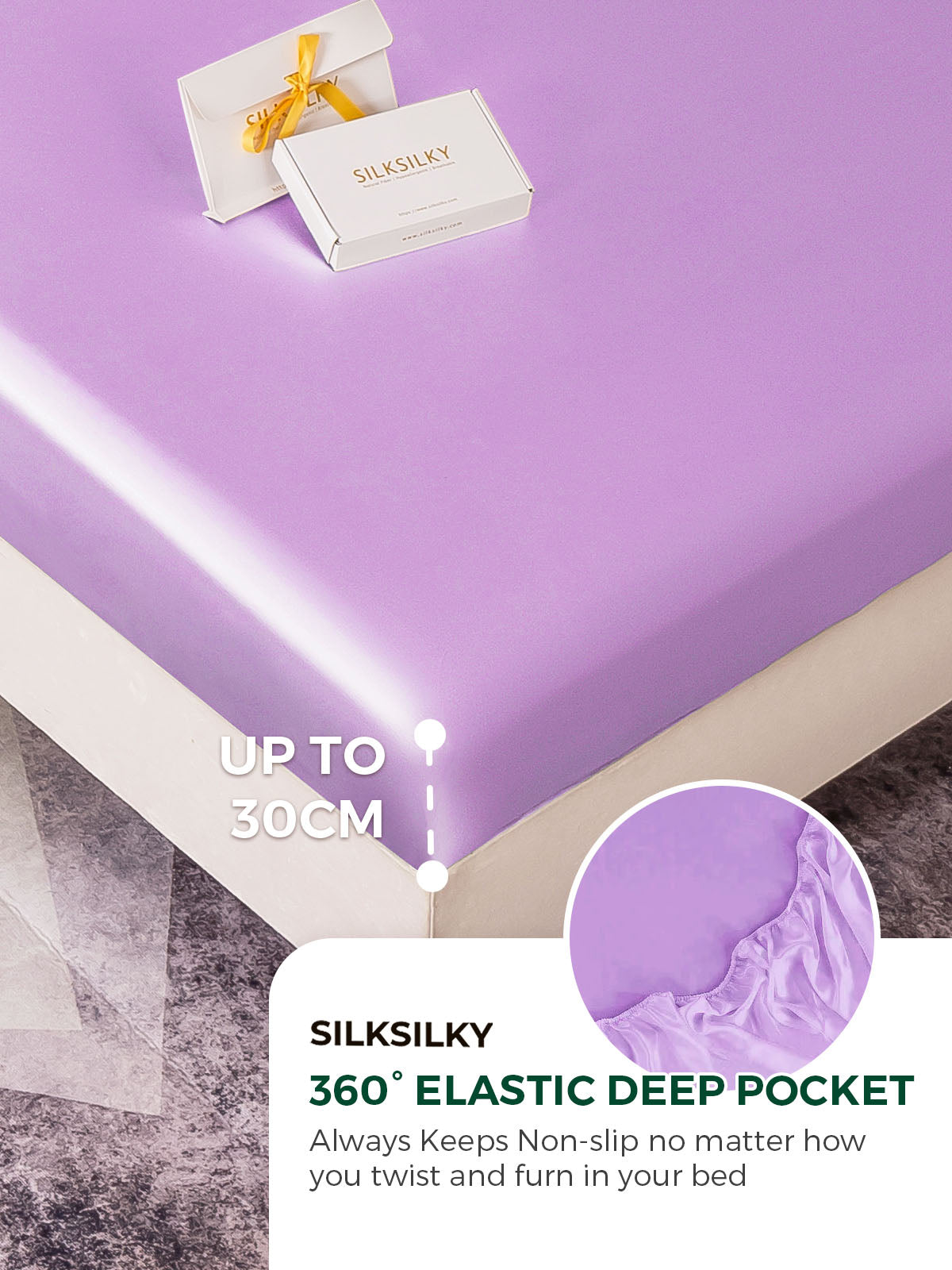 [Lavender] SilkSilky  19Momme Bedding Set 004
