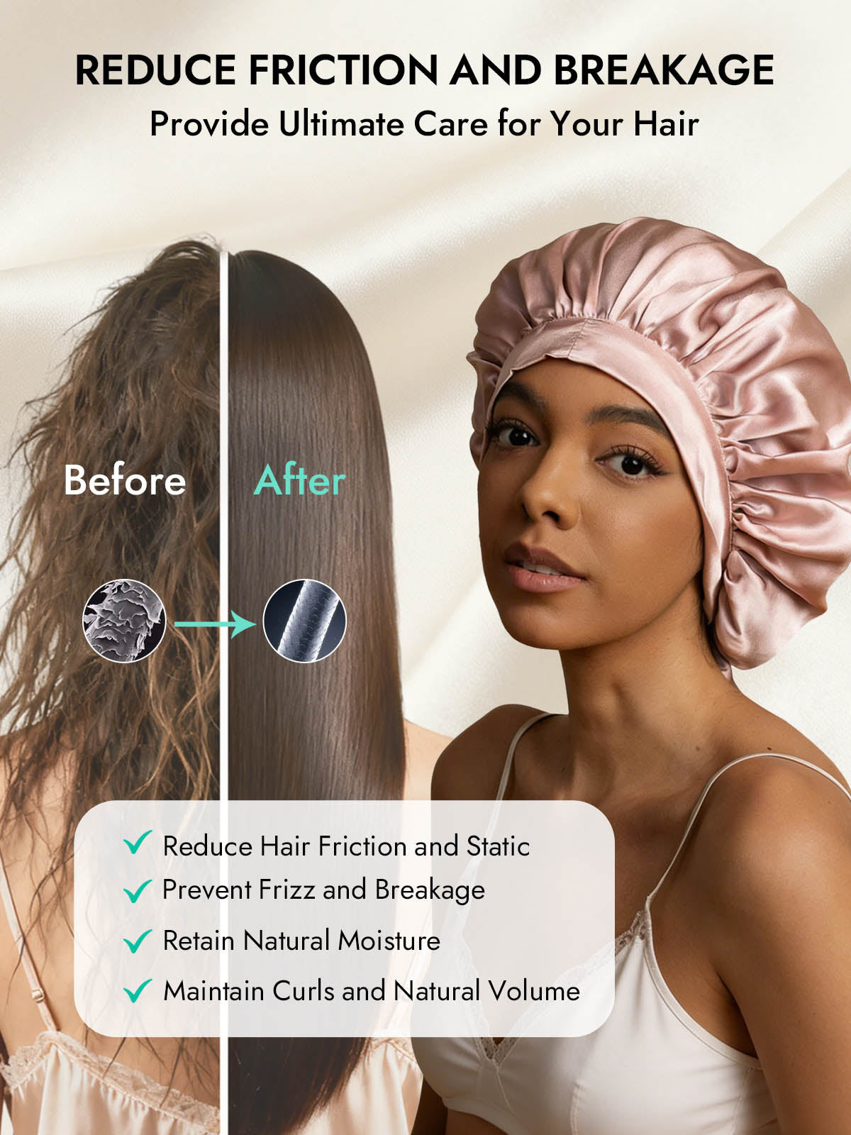 [Pink] SilkSilky  Pure Silk Sleep Cap 003