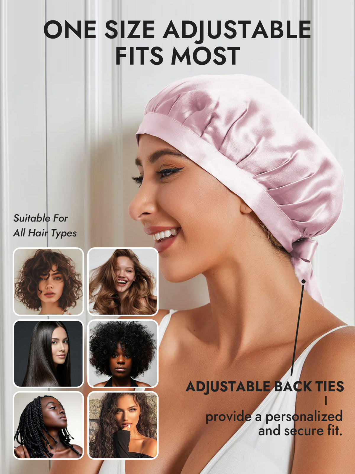 [Light Pink] SilkSilky  Pure Silk Sleep Cap 006