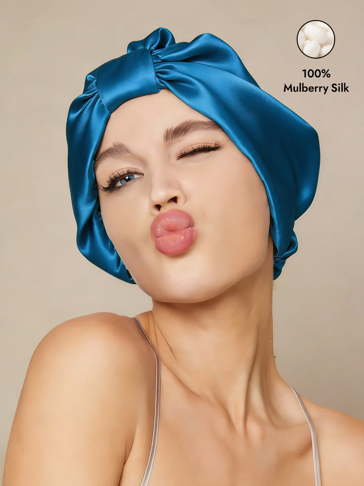 [Teal] SilkSilky  Sleep Cap 001